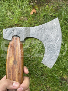 Custom Full Tang Damascus Steel Hunting Camping Bearded <b>Axe</b> Micarta Handle Tomahawk Real Hatchet with Leather Sheath, Ideal Gift - Product Image 2