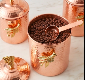 Set Of 3 Food <b>Storage</b> Bins In Copper With Hammered Design And Lid Perfect For Organizing Home And <b>Kitchen</b> Counter Space - Product Image 3