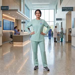 Unisex Medical Scrub Set Maroon Polyester/Spandex <b>Knitted</b> Uniform Pants <b>Needle</b> Detection Hospital Use OEM/ODM Manufacturer - Product Image 4