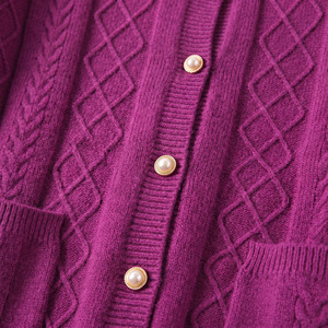 Suéter Cárdigan de Punto para Mujer, Cuello Redondo, Manga Larga, con Bolsillos y Decoración de Botones para Invierno - Product Image 3