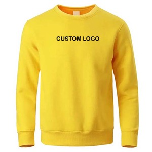 Sudadera de Cuello Redondo Amarilla con Logotipo Personalizado para Hombre, Corte Regular, Tejido de Punto, Color Sólido, Diseño Frontal - Product Image 1