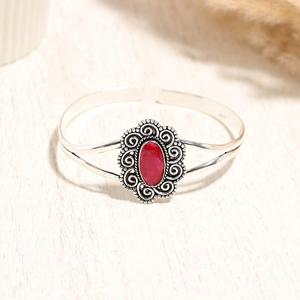 925 Sterling Silver Ruby Sapphire Bangle Vintage Style Oval Stone <b>Bracelet</b> Handmade Boho Silver Jewelry <b>Adjustable</b> <b>bracelet</b> - Product Image 1