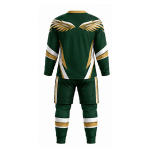 Ensemble d'uniformes de hockey sur glace pour hommes, vert, respirant, en polyester, tenue de sport personnalisée pour club - Product Image 3