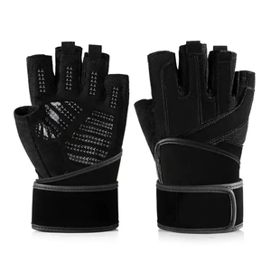 Wholesale Non-Slip <b>Weight</b> Lifting Outdoor Custom Logo Leather Gym <b>Gloves</b> Half Finger Breathable Lightweight Hook Loop Closure - Product Image 2