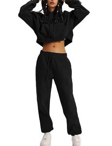 Chándal suelto de peso pesado de algodón 100% para mujer, pantalones de chándal de 2 piezas y sudadera con capucha, trajes gruesos para correr para Otoño e Invierno - Product Image 4