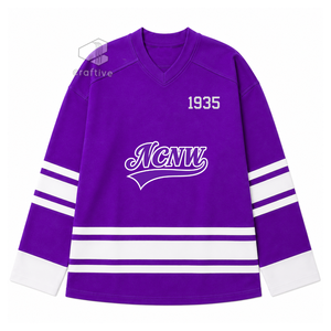 Camiseta de Hockey sobre Hielo de la Hermandad NCNW, Morada y Blanca, de Malla de Poliéster, Absorbente de Humedad, para Deportistas, Ropa Deportiva - Product Image 1