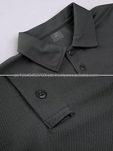 T-shirt classique à manches courtes pour homme en polyester épais, col et poignets côtelés, brodé, anti-boulochage, style sportif - Product Image 5