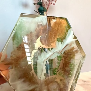 Artizon Studio Handmade Hexagon Resin Vase Eco-Friendly Waterproof Green Gold <b>Blue</b> Art Sculpture Tabletop Vase for Home - Product Image 1