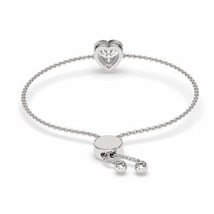 Adorable Chain Bracelet With Adjustable Design Bezel Set Kyra Heart Cut Lab Grown Diamond Bracelet Made From <b>Solid</b> 14k <b>Gold</b> - Product Image 2