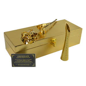 Rosa dorada de aluminio de 24k, San Valentín, con soporte de latón, cajas de diseño de rosas preservadas naturales, el mejor para regalo - Product Image 2
