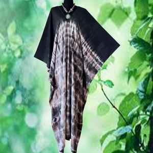 Vestido Caftán de Rayón con Estampado Shibori Abstracto Estilo Boho, Prenda Artística para Mujer, Corte Holgado - Product Image 4