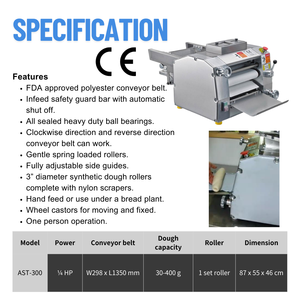 Electric Table Top Dough Moulder Stainless Steel Commercial Bakery Machine for Bread Buns Baguettes Wheat & Water - Product Image 2