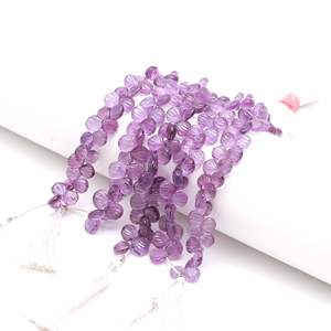 ลูกปัดอเมทิสต์สีม่วงธรรมชาติแกะสลักทรงเปลือกหอยเจาะรูด้านข้างขนาด 9-10 มม. ลูกปัดอเมทิสต์แกะสลักด้วยมือสำหรับทำเครื่องประดับขายส่ง - Product Image 5