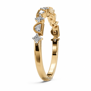 Anillo de Compromiso y Matrimonio Vintage con Diamante Cultivado en Laboratorio de Corte Brillante Milgrain para Mujer, Oro de 10K, 14K, 18K, Plata 925, 935 - Product Image 2
