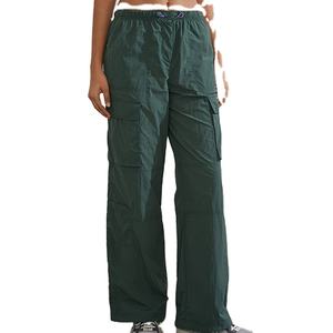 Pantalones Cargo de Mujer, Diseño Nuevo, para Verano, Cintura Elástica, Múltiples Bolsillos, Cordón Ajustable, Corte Regular, Ligeros - Product Image 2
