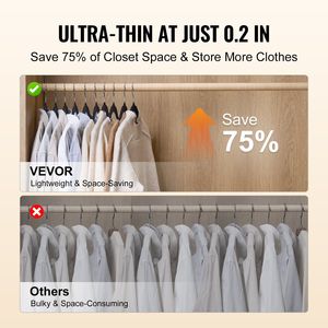 Lot de 50 cintres en velours noir, capacité de charge de 11 lb, crochet pivotant à 360 degrés, design ultra-fin 0,2, antidérapant - Product Image 5