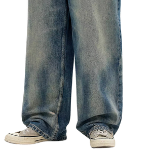 <b>Mens</b> Light Blue Straight Loose Fit Denim Pants Casual Streetwear Enzyme Wash Distressed Cotton Spandex Five Spring XS Quick Dry - Product Image 5