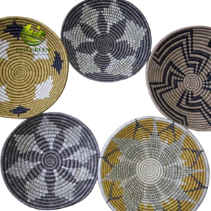 Assiette en jonc de mer faite à la main, plateau de service tressé naturel, vaisselle ronde écologique, décoration d'intérieur, logo personnalisé, fournisseur en gros - Product Image 1