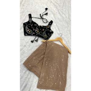 Magnifique sari musulman traditionnel beige pour les fêtes, orné de sequins, taille M, marque FB - Product Image 3