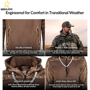 เสื้อฮู้ดผู้ชาย MST Endurance Soft Shell ลายพรางสำหรับล่าสัตว์ แบบซิป ¼ ตัว มีกระเป๋าหน้าอกและกระเป๋าซิปข้าง 2 ช่อง - Product Image 3