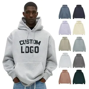 Oversized <b>Men's</b> Hooded <b>Sweatshirt</b> 100% Cotton French Terry Solid Color Pocket Design Washed Knitted Autumn Casual Style - Product Image 2