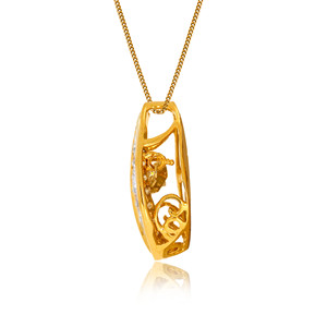 Collier pendentif en or de luxe avec diamant solitaire de laboratoire taille ronde, pavé ajouré en forme de poire et cristaux, bijoux de mode - Product Image 3