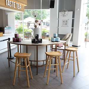 Modern Wooden Bar <b>Stool</b> Durable Kitchen Counter Chair Home Bar Furniture High Quality Wood Base - Product Image 5