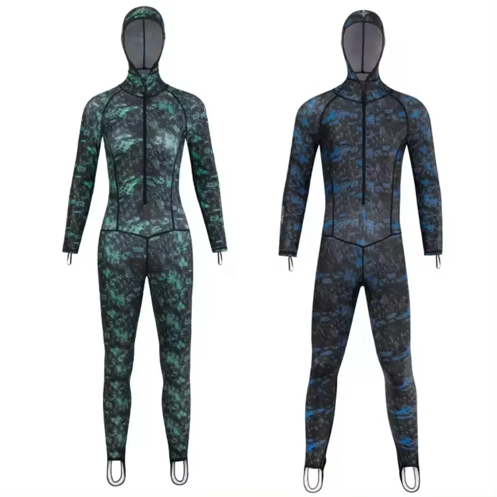 Super Stretchy Lcyra Material Hood Rash Guard Sun Protection OnePiece Camouflage Swimming Wear Scubaa Neoprene Suit Manufacturer