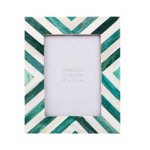 รูปแบบเชฟรอนภาพแบบฝังกระดูกสีเทาและสีขาวกรอบรูปกรอบรูปโต๊ะธรรมชาติตกแต่งโต๊ะสำนักงานกรอบรูป - Product Image 3