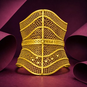 Wholesale 14K 18K 24K Gold Plated Wide Kada Intricate Floral Openwork Forming Kada Bracelets Turkish Style Arabic <b>Bridal</b> Jewelry - Product Image 5