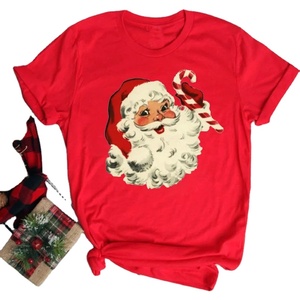 Camiseta suave de talla grande, algodón/fibra de bambú personalizada para mujer con estampado de Navidad copo de nieve leopardo Papá Noel Believe Blank Girl - Product Image 1