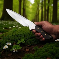 Couteau de chasse et de cuisine Drop Point, lame en acier inoxydable, manche en bois, bord plat, épaisseur 0,5 mm, longueur totale 9 pouces, DIY