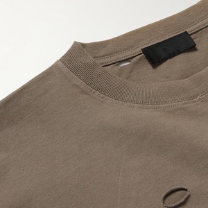 Men's Oversized Beige T-Shirt <b>Short</b> <b>Sleeve</b> O-Neck Street Style Jersey Knitted Cotton Solid Color With Cut-Out Details - Product Image 6