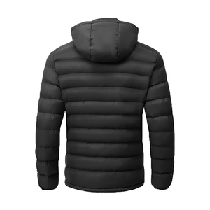 Hot Sale Classic Zipper Men's Puffer <b>Jacket</b> Coat Blue Cropped Design with Hooded Collar Plus Size Custom OEM ODM for Warm Winter - Product Image 2