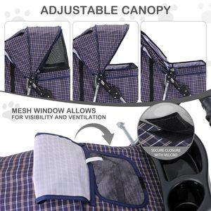 Poussette portable à trois roues TH-PPS-514 pour animaux de compagnie avec mécanisme de pliage rapide de conception légère et maille respirante - Product Image 5