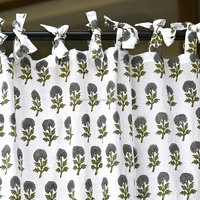 Juego de 2 Cortinas Modernas de Algodón con Estampado Floral Tradicional Indio, Ecológicas, con Bolsillo para Barra, Translúcidas, para Sala de Estar