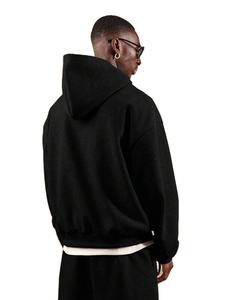 Noir jais 450GSM sweats à capuche en polaire surdimensionnée hommes pull Streetwear chaud coton épais marque personnalisée OEM ODM marque privée - Product Image 3