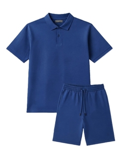Plus Size Men Polo Shirt and Shorts <b>Set</b> 100% Cotton <b>Knitted</b> Breathable Casual Summer Wear Two Piece Outfit - Product Image 5