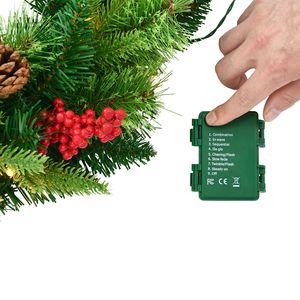 Ghirlanda Natalizia Artificiale Pre-Illuminata da 24 Pollici con 50 Luci LED, Pigne e Perline Rosse, Ghirlande e Corone Natalizie con Timer - Product Image 1