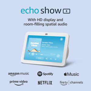 <b>Echo</b> Show <b>8</b> (newest model), With Spatial Audio, Smart Home Hub, and Alexa, Glacier White - Vibrant sights, full sound - Product Image 2