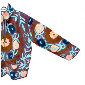 Blazer de Algodón Transpirable para Mujer, Estilo Nuevo, con Bordado Floral a Rayas, Cuello Mao, Cierre de Botones Cubiertos, Otoño - Product Image 4