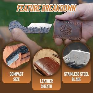 Cuchillo de Bolsillo Popular Hecho a Mano de Acero de Damasco para Camping, con Llavero, Tamaño Mini, OEM Disponible - Product Image 4