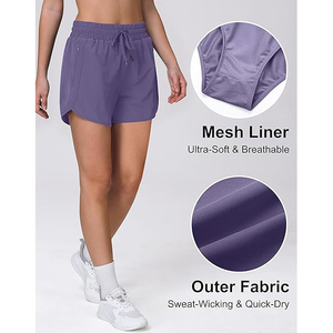 Pantalones Cortos Deportivos Morados para Hombre al por Mayor, de Secado Rápido, de Poliéster, con Bolsillo Interior con Cremallera Seguro, Venta al por Mayor - Product Image 3