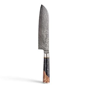 Cuchillo de Chef de Acero de Damasco de 7 Pulgadas con Mango de Madera, Cuchillo de Cocina Profesional, Cuchillo Afilado Hecho a Mano para Cortar Carne y Verduras - Product Image 1