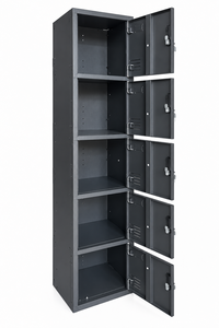 Gray 5 Tier Metal <b>Locker</b> Cabinet with Locks Vents and Nameplates Freestanding <b>Storage</b> Unit - Product Image 2