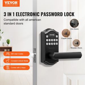 Nero opaco 5.63X2.76 lucchetto intelligente con serratura senza chiave per porta con chiusura automatica della tastiera elettronica per accedere alla leva chiave per sbloccare - Product Image 2