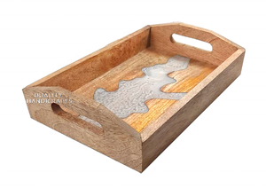ถาดเสิร์ฟลายแม่น้ำทำด้วยมือทำจากไม้อีพ็อกซี่ถาดศิลปะทำจากเรซินสีน้ำเงินงานหัตถกรรม - Product Image 2