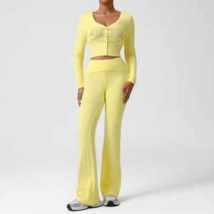 Leggings de Yoga de Cintura Elástica de Alta Calidad, Conjunto Deportivo de Dos Piezas Transpirable para Mujer, OEM - Product Image 3