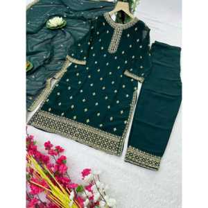 Conjunto Dupatta hermoso y parte inferior superior de ropa de fiesta para mujer de diseñador - Product Image 2