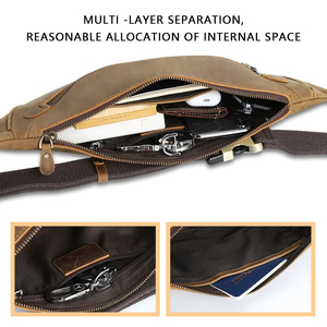 Bolso de Pecho de Cuero Genuino para Hombre, Minimalista, con Cierre de Cremallera, Gran Capacidad, para Uso Diario en Todas las Estaciones - Product Image 4